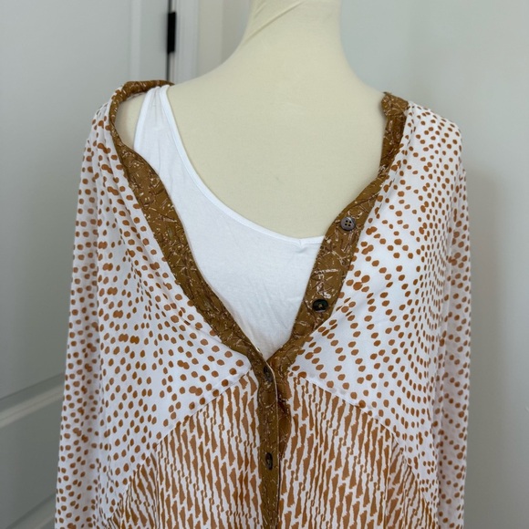 NWT Soft Surroundings Eliza Shirt Bronze Abstract Size Large with Knit Tank Boho - Picture 6 of 13
